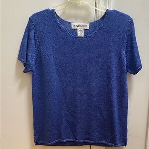 Jones New York Women's Short Sleeve Blue Tee